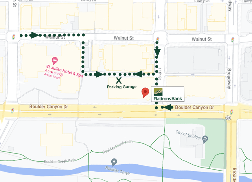 Flatirons Bank Parking Map